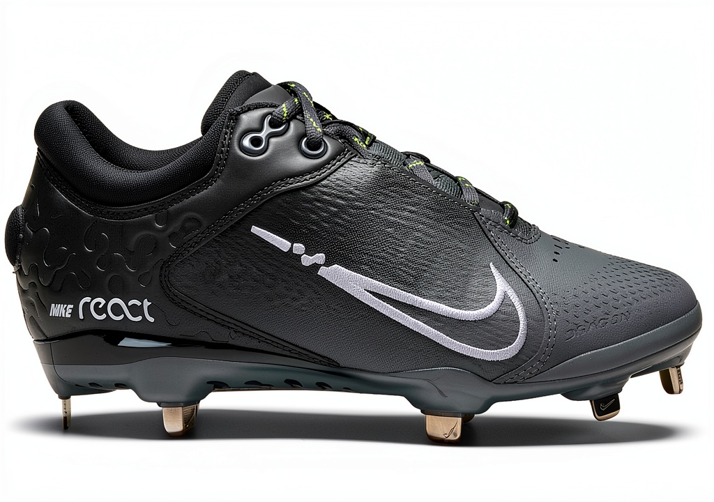 Unboxing Nike Women's Softball Cleats Low Metal Black on a wooden bench