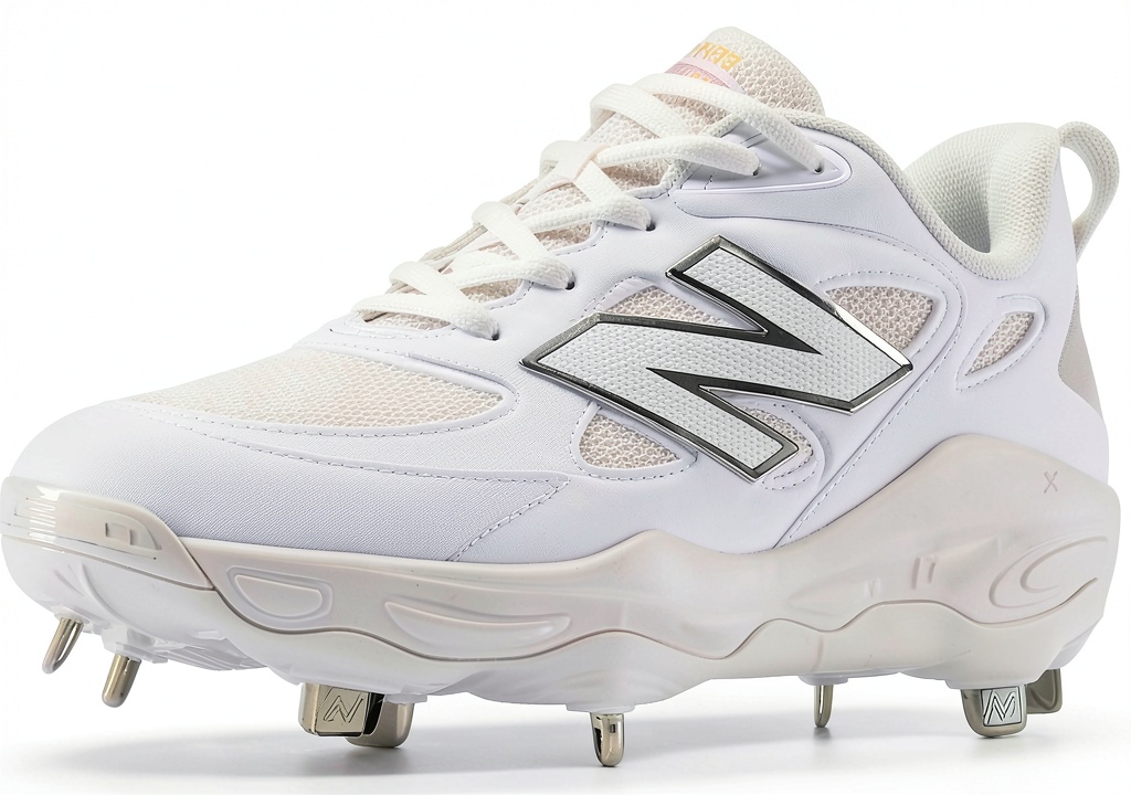 Installing New Balance Women’s Softball Cleats on a wooden bench