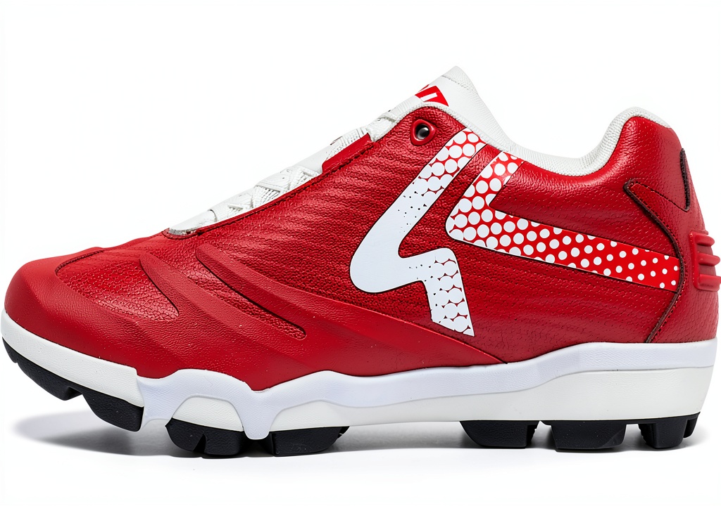 Women's softball cleats on a baseball field