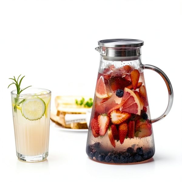 SUSTEAS Glass Pitcher 2.0L 68oz Borosilicate Carafe with Lid-5