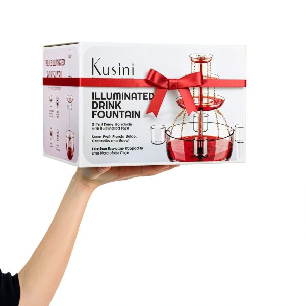 Kusini Drink Fountain 3‑Tier 1.5 Gal LED Base with 4‑oz Reusable Cups-5