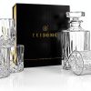 Italian Crafted Crystal Whiskey Decanter Set ELIDOMC 5PC 4 Glasses-2