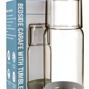 Wikapy Bedside Water Carafe – 18oz Glass with Silicone Coaster-0