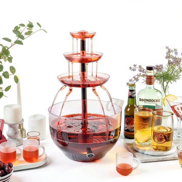 Kusini Drink Fountain 3‑Tier 1.5 Gal LED Base with 4‑oz Reusable Cups-2