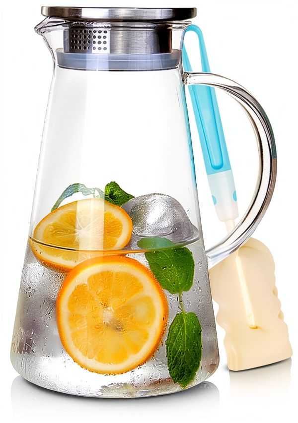 SUSTEAS Glass Pitcher 2.0L 68oz Borosilicate Carafe with Lid-0