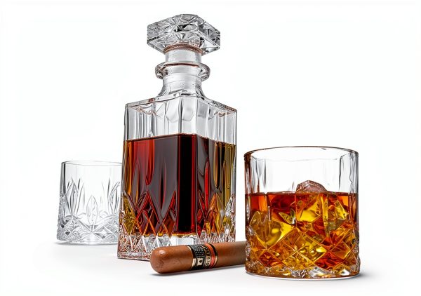 Italian Crafted Crystal Whiskey Decanter Set ELIDOMC 5PC 4 Glasses-5