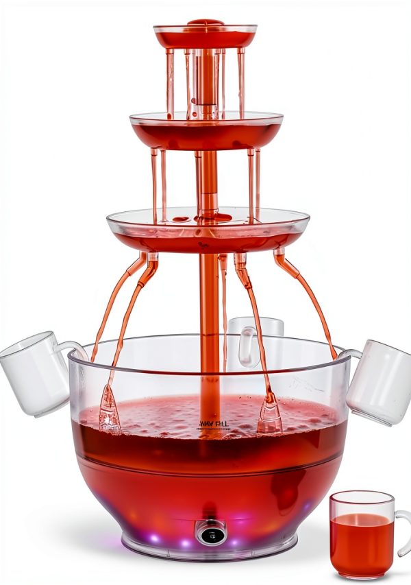 Kusini Drink Fountain 3‑Tier 1.5 Gal LED Base with 4‑oz Reusable Cups-0