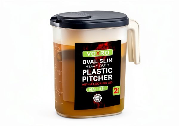 Oval Pitcher 2-Pack VOXRO - 1 Gallon Flip-Top Lid, Blue Red-2