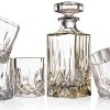 Italian Crafted Crystal Whiskey Decanter Set ELIDOMC 5PC 4 Glasses-1