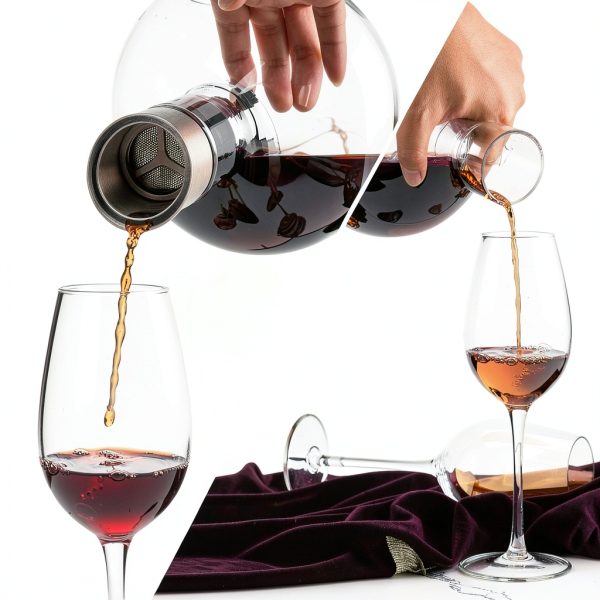 Wine Decanter VnoPerito Hand‑Blown Lead‑Free Crystal 1200ml Aerator-2