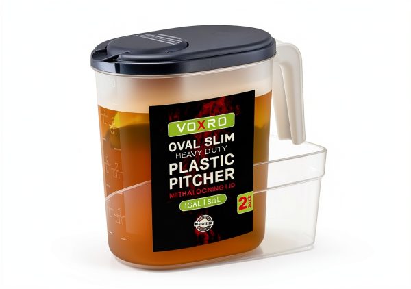 Oval Pitcher 2-Pack VOXRO - 1 Gallon Flip-Top Lid, Blue Red-4