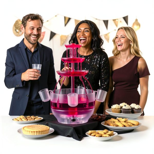 Kusini Drink Fountain 3‑Tier 1.5 Gal LED Base with 4‑oz Reusable Cups-6