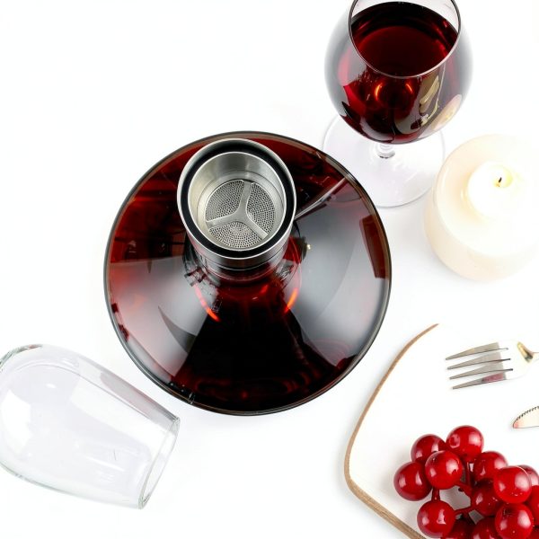 Wine Decanter VnoPerito Hand‑Blown Lead‑Free Crystal 1200ml Aerator-5