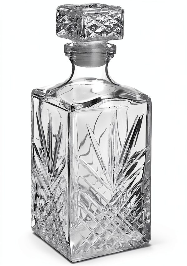 Bormioli Rocco Selecta Collection Whiskey Decanter – Sophisticated 33.75oz Diamond Decanter With Starburst Detailing – For Whiskey, Bourbon, Scotch & Liquor-0
