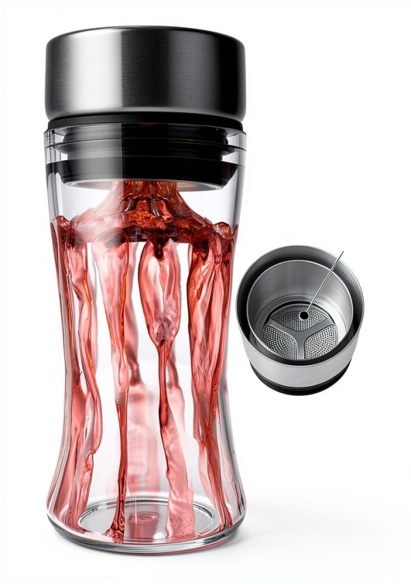 Wine Decanter VnoPerito Hand‑Blown Lead‑Free Crystal 1200ml Aerator-1